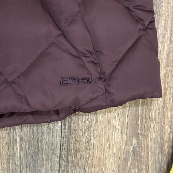 VTG Eddie Bauer Puffer Jacket Women's Small Burgandy Goose Down 650 Quilted 00s - Picture 7 of 13